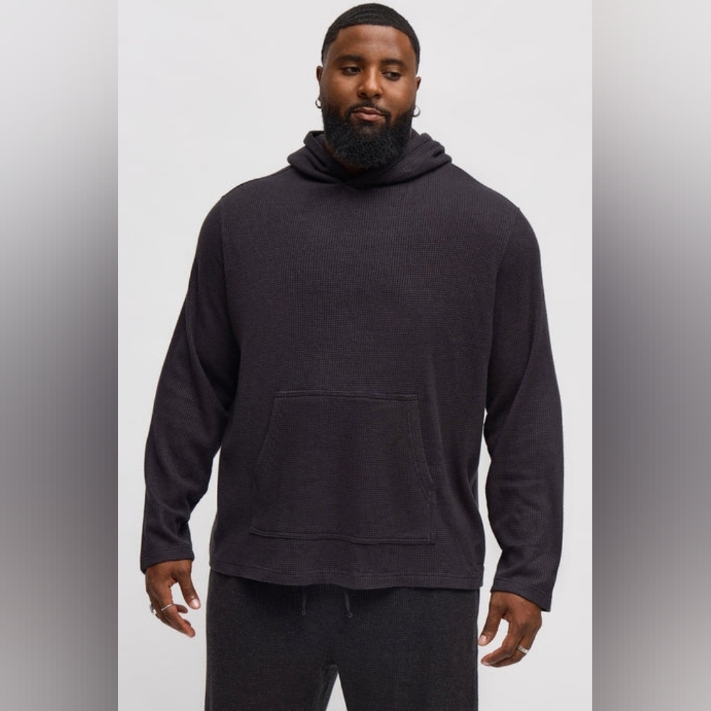 Charcoal Cozy Waffle Textured Hooded Sweater